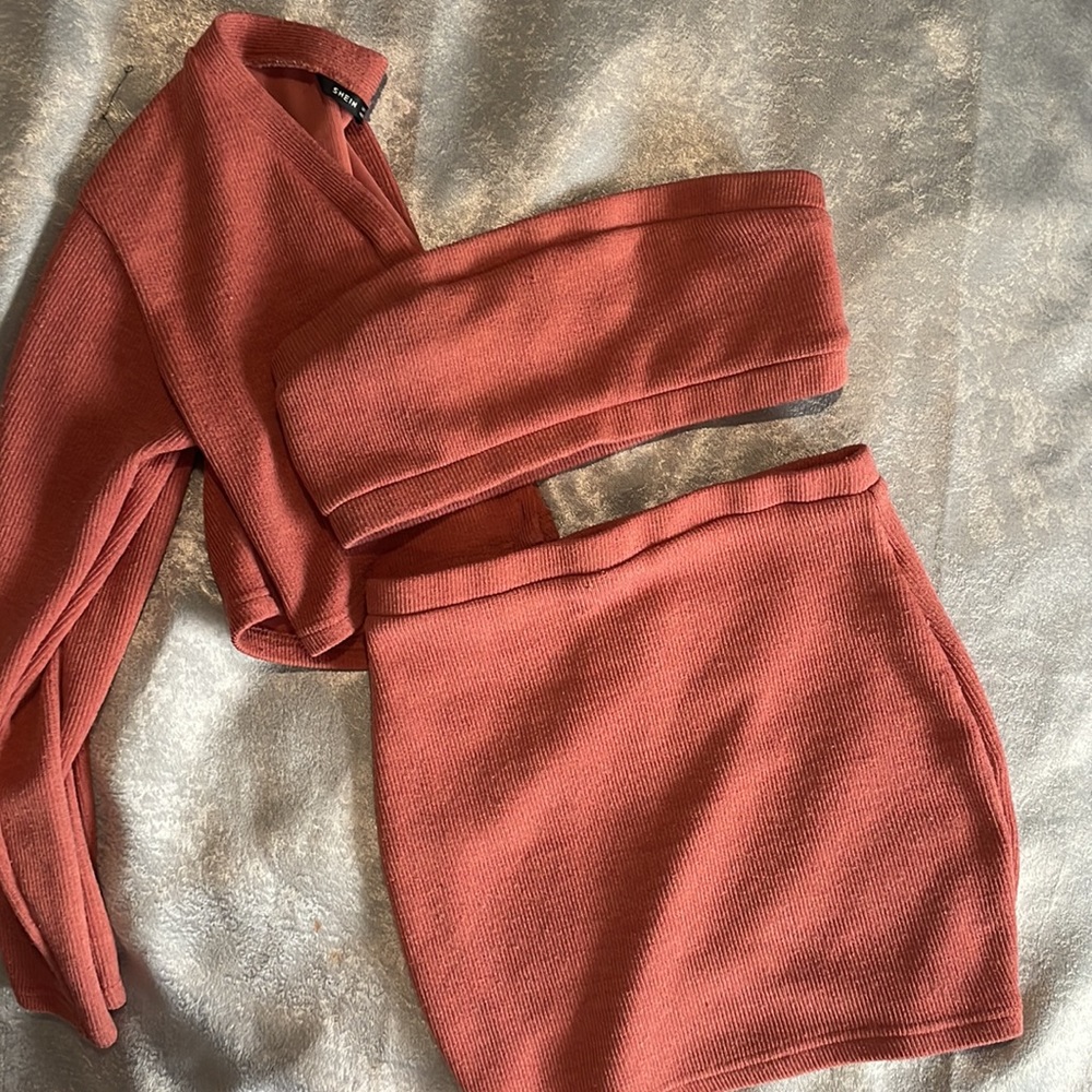 3 piece set coordinate knitted skirt top and sweater
